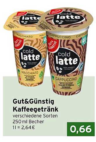 Gut&Günstig Kaffeegetränk verschiedene Sorten 250 ml Becher