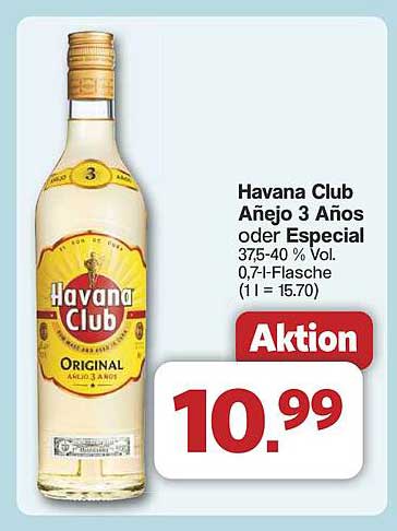 Havana Club Añejo 3 Años oder Especial 0,7l-Flasche