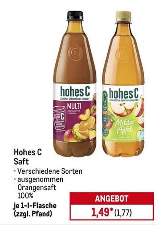 Hohes C Saft – verschiedene Sorten