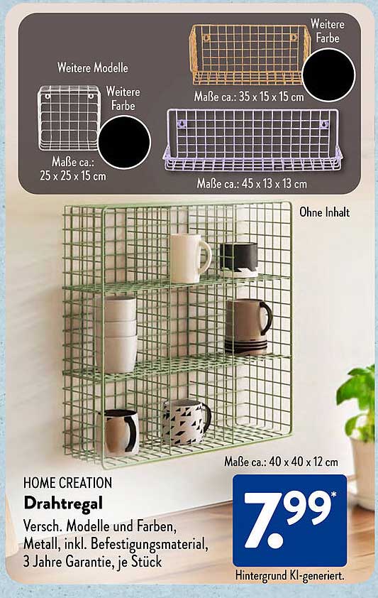 HOME CREATION Drahtregal – Verschiedene Modelle und Farben