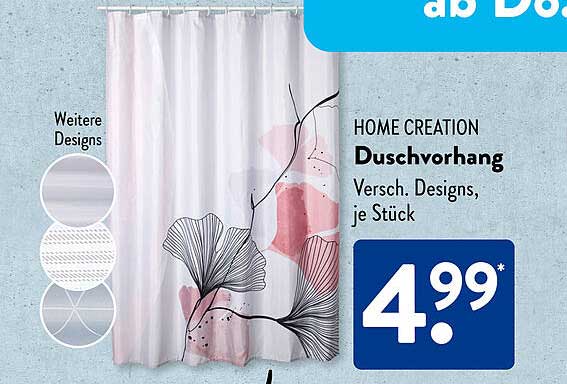 HOME CREATION Duschvorhang - Verschiedene Designs, je Stück