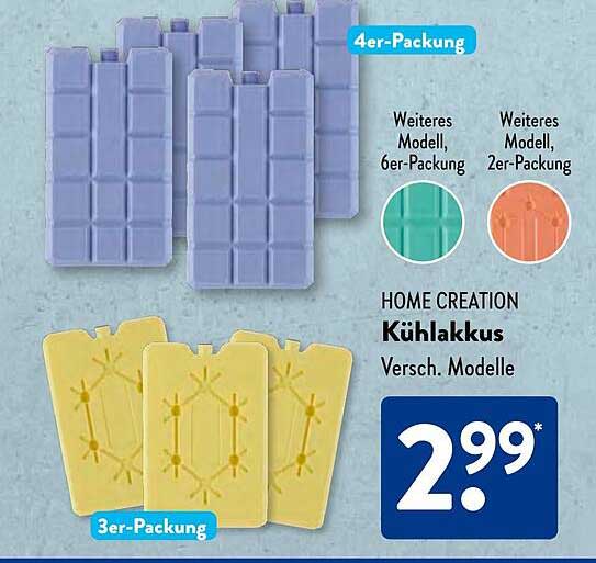 HOME CREATION Kühlakkus – Verschiedene Modelle