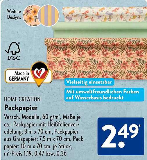 HOME CREATION Packpapier, verschiedene Modelle