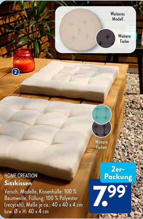 HOME CREATION Sitzkissen - 2er-Packung