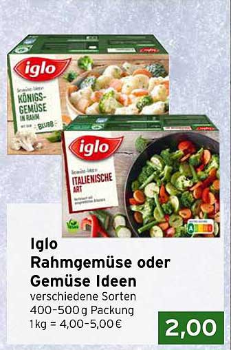 Iglo Rahmgemüse oder Gemüse Ideen - verschiedene Sorten