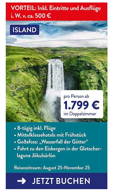 ISLAND - 8-tägige Reise inkl. Flüge und Ausflüge