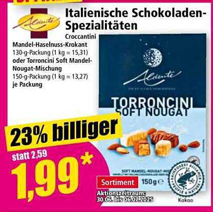 Italienische Schokoladen-Spezialitäten - Croccantini und Torroncini Soft Nougat