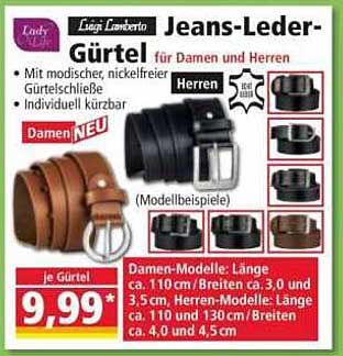 Jeans-Leder-Gürtel für Damen und Herren