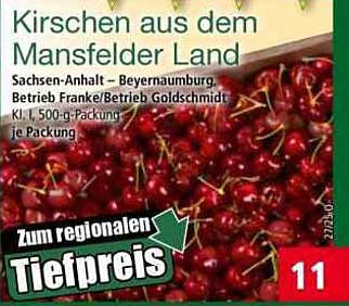 Kirschen aus dem Mansfelder Land, 500 g-Packung