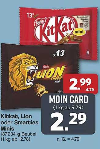 KitKat, Lion oder Smarties Minis 13er Beutel