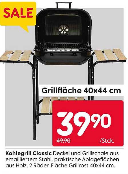 Kohlen Classic Grill – Deckel und Grillfläche 40x44 cm