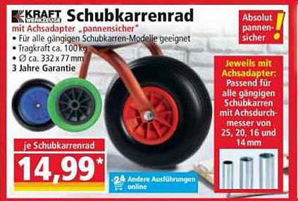 KRAFT Schubkarrenrad mit Achsadapter – pannen sicher