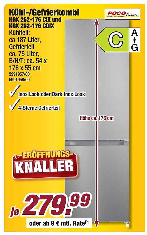 Kühl-/Gefrierkombination KGK 262-176 CIX und KGK 262-176 CDIX