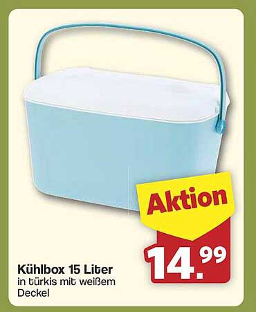 Kühlbox 15 Liter in türkis mit weißem Deckel