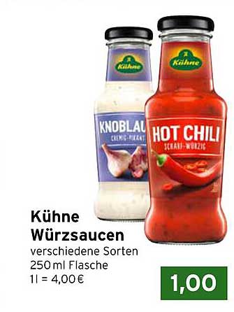 Kühne Würzsaucen verschiedene Sorten 250 ml Flasche