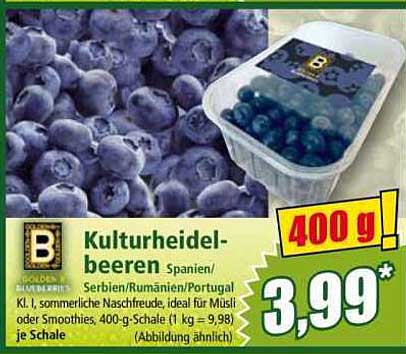 Kulturheidelbeeren 400 g - fruchtiger Genuss aus Spanien, Serbien, Rumänien und Portugal