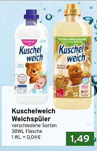 Kuschelweich Weichspüler verschiedene Sorten 38WL Flasche