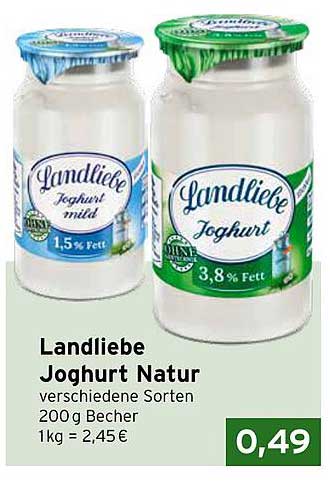 Landliebe Joghurt Natur verschiedene Sorten 200 g Becher