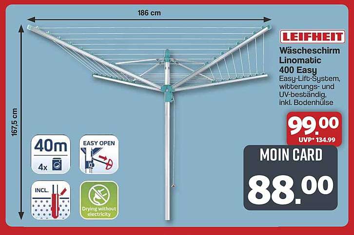 Leifheit Wäscheschirm Linomatic 400 Easy