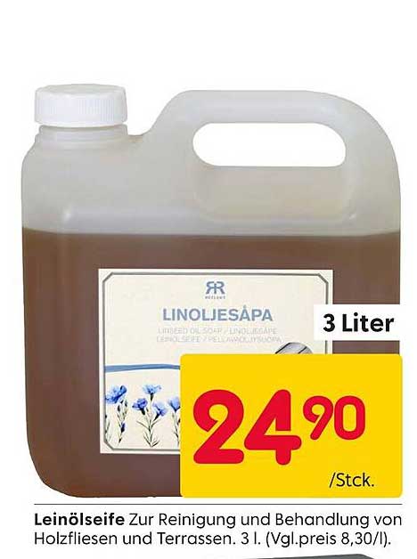 Leinölseife zur Reinigung und Behandlung von Holzfliesen und Terrassen 3 Liter