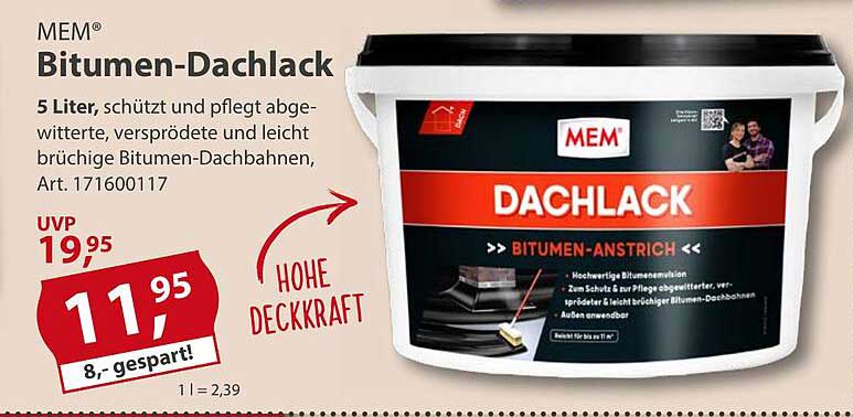 MEM® Bitumen-Dachlack 5 Liter