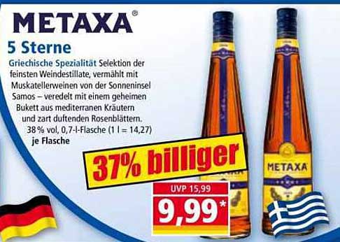 METAXA 5 Sterne - Griechische Spezialität in Flaschen