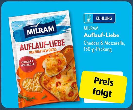 MILRAM Auflauf-Liebe Cheddar & Mozzarella, 150-g-Packung