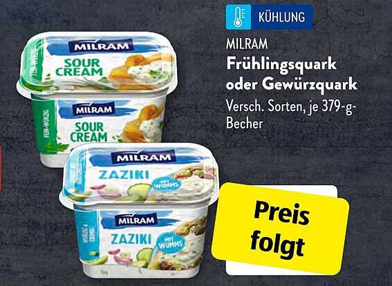 MILRAM Frischlingsquark oder Gewürzquark - Verschiedene Sorten, je 379-g Becher