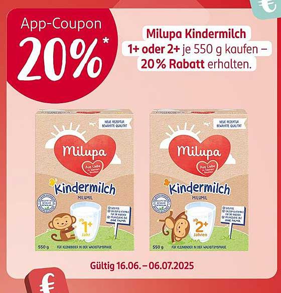 Milupa Kindermilch - 20% Rabatt auf 550 g Packungen