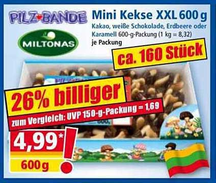 Mini Kekse XXL 600 g - Pilz-Bande von Miltonas