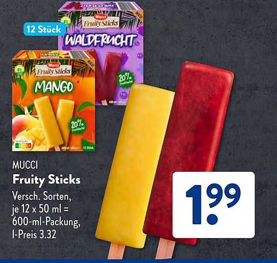 MUCCI Fruity Sticks - Verschiedene Sorten, 12 Stück