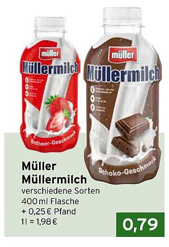 Müller Müllermilch verschiedene Sorten 400ml Flasche