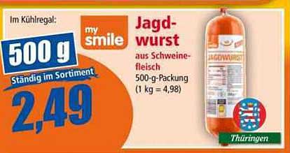 my smile Jagdwurst aus Schweinefleisch 500-g-Packung