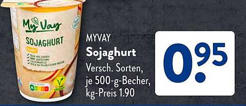 MYVAY Sojaghurt – Verschiedene Sorten, je 500-g-Becher