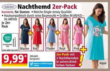 Nachtkleid 2er-Pack für Damen in verschiedenen Farben