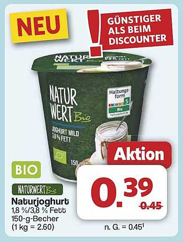 Naturwert Bio Joghurt mild 150 g