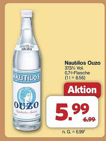 Nautilos Ouzo 37,5% Vol. 0,7-l-Flasche (1l = 8,56)