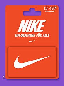 Nike Geschenkkarte im Wert von 15 € bis 150 €