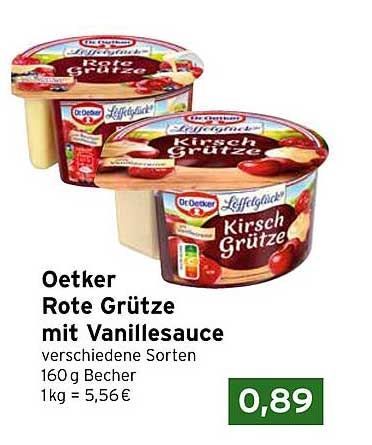 Oetker Rote Grütze mit Vanillesauce - verschiedene Sorten 160 g Becher