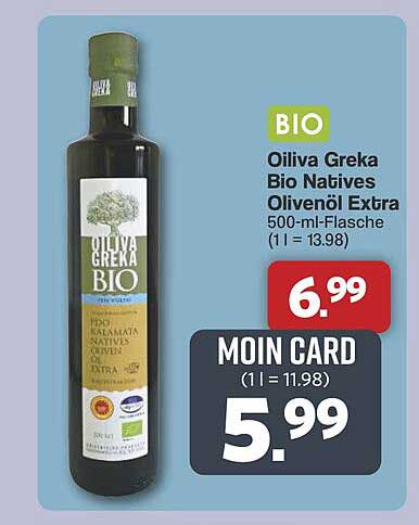 Oiliva Greka Bio Natives Olivenöl Extra 500-ml-Flasche