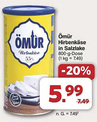 Ömür Hirtenkäse in Salzlake 800-g-Dose