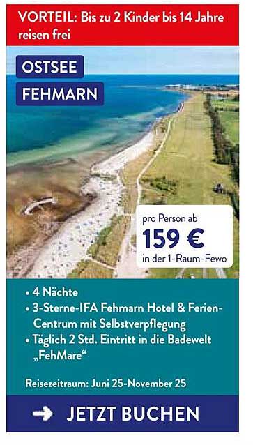 Ostsee Fehmarn - 4 Nächte im 3-Sterne-IFA Fehmarn Hotel & Ferien-Centrum
