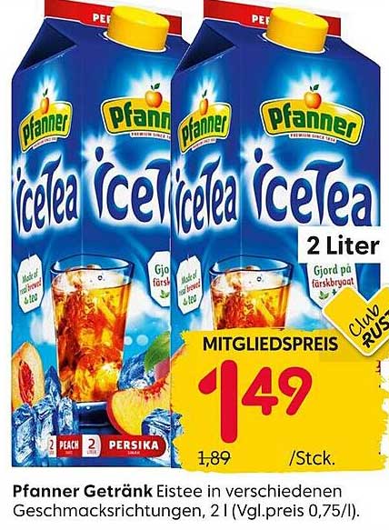 Pfanner Eistee in verschiedenen Geschmacksrichtungen, 2 Liter