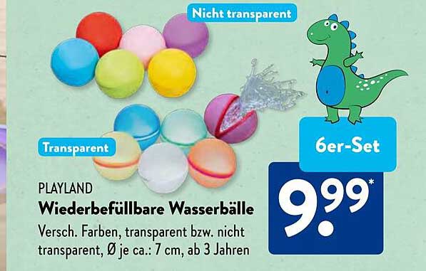 PLAYLAND Wiederbefüllbare Wasserbälle 6er-Set