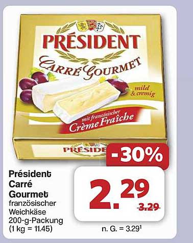 Président Carré Gourmet französischer Weichkäse 200-g-Packung