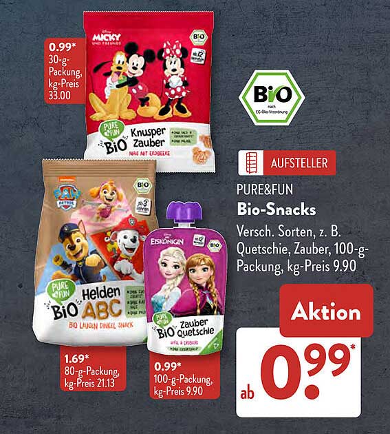 PURE&FUN Bio-Snacks ab 0,99 €