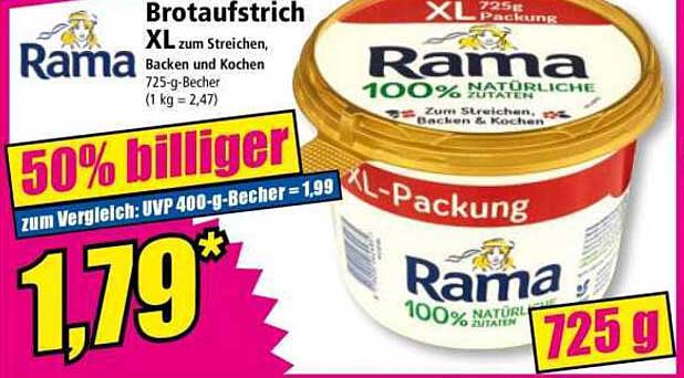 Rama Brotaufstrich XL 725 g – 50% günstiger!