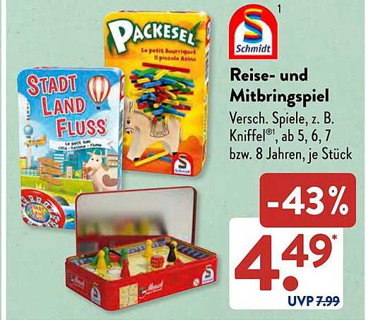 Reise- und Mitbringspiel - Verschiedene Spiele wie Kniffel