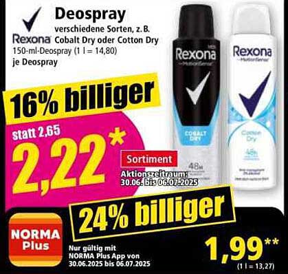 Rexona Deospray in verschiedenen Sorten