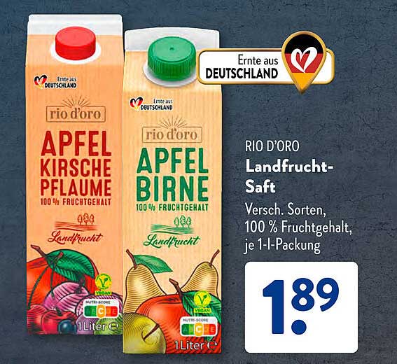 RIO D'ORO Landfrucht-Saft - Apfel Kirsche Pflaume und Apfel Birne